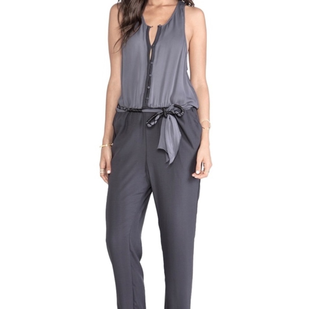Free People Charcoal Gray Sleeveless‎ Jumpsuit with Pockets Size XS